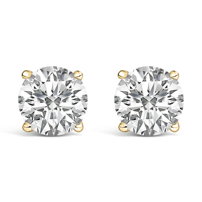 14K White Gold 4.0 Cttw Round Lab Grown Diamond Solitaire Stud Earrings with Screw Backs