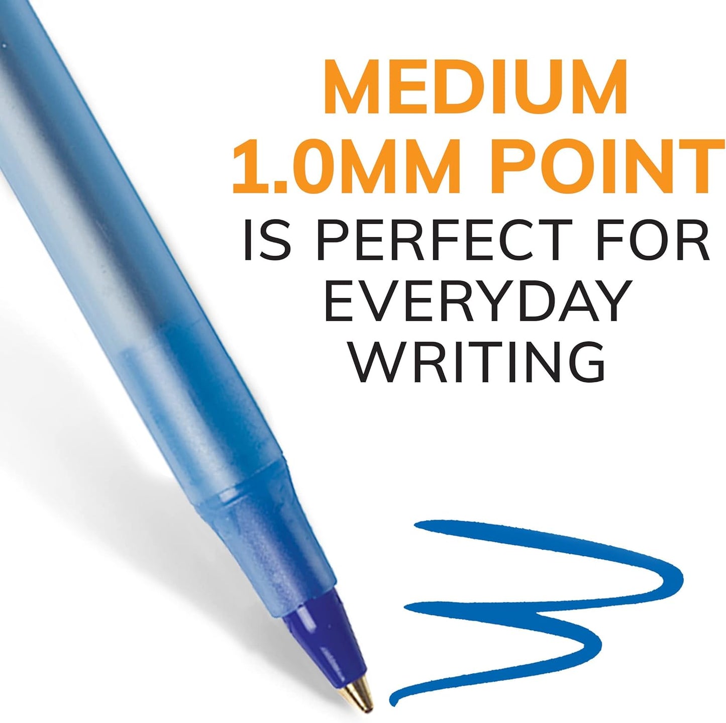 BIC Round Stic Xtra Life Black Ballpoint Pens, Medium Point (1.0mm), 10-Count Pack of Bulk Pens, Flexible Round Barrel for Writing Comfort, No. 1 Selling Ballpoint Pens