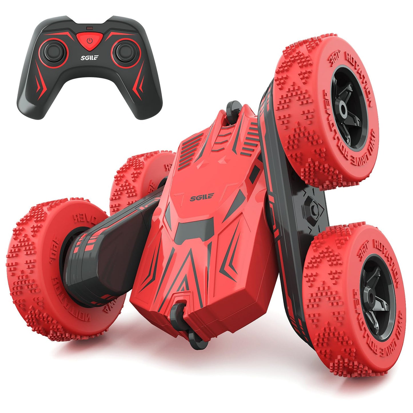 Stunt Car Toy Gift, 4WD Remote Control Car with 2 Sided 360 Rotating Rc Car for Kids