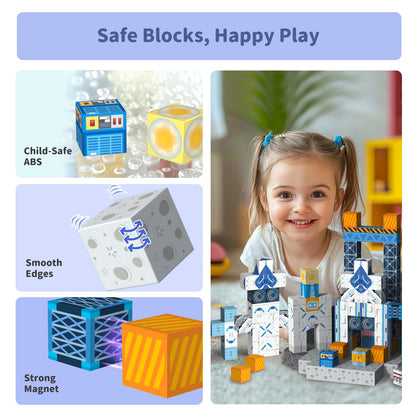 Magnetic Blocks Magnet Building Toys, STEM Building Game Montessori Sensory Toys for Kids Ages 3 to 10 years