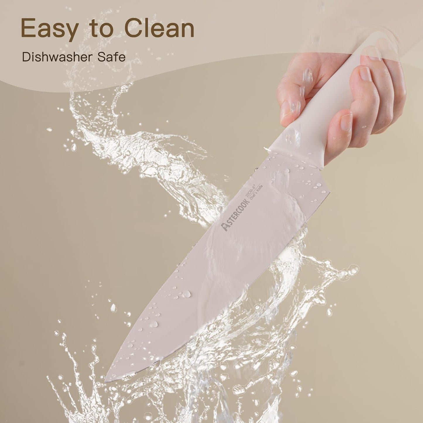 Knife Set, 13 Pieces Kitchen Knives Set with Healthy Anti-Rust Coating, Dishwasher Safe, Stainless Steel Chef Knife Sets with 6 Blade Guards