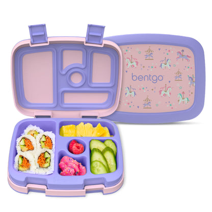 Kids Prints Leak-Proof, 5-Compartment Bento-Style Kids Lunch Box - Ideal Portion Sizes for Ages 3-7, Durable, Drop-Proof, Dishwasher Safe, & PFAS & BPA-Free Materials
