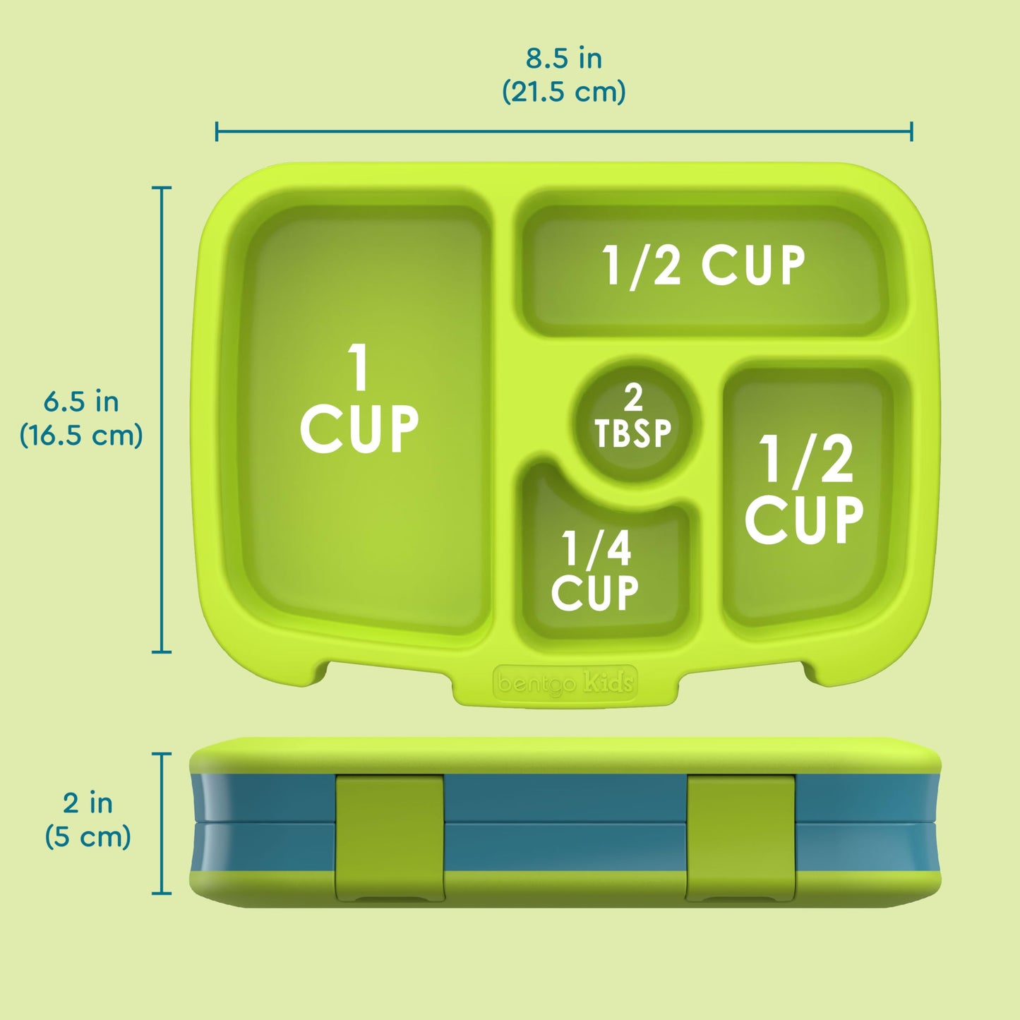 Kids Prints Leak-Proof, 5-Compartment Bento-Style Kids Lunch Box - Ideal Portion Sizes for Ages 3-7, Durable, Drop-Proof, Dishwasher Safe, & PFAS & BPA-Free Materials