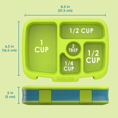 Kids Prints Leak-Proof, 5-Compartment Bento-Style Kids Lunch Box - Ideal Portion Sizes for Ages 3-7, Durable, Drop-Proof, Dishwasher Safe, & PFAS & BPA-Free Materials