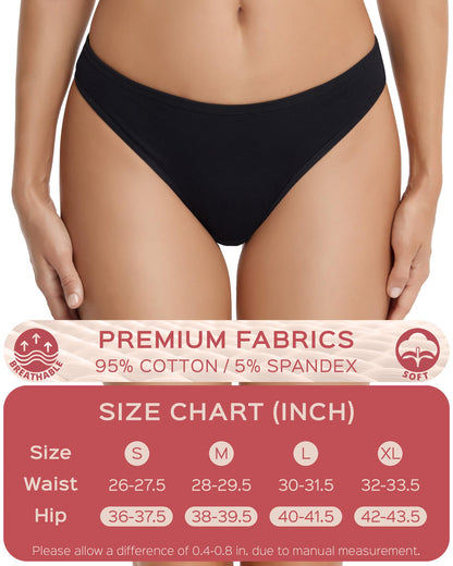 Women's Breathable Cotton Thong Panties Pack of 6