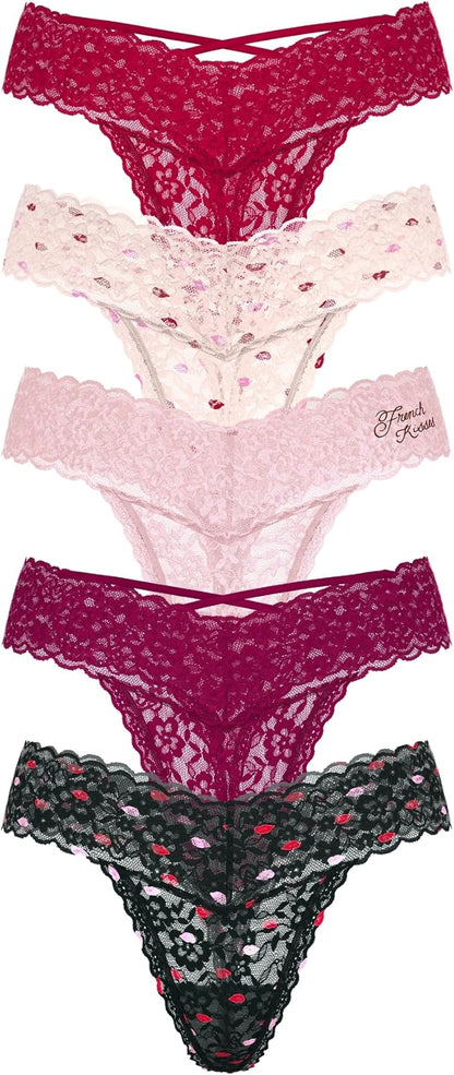 Victoria's Secret Women's Lace Thong Underwear, Panties for Women, Multi Pack