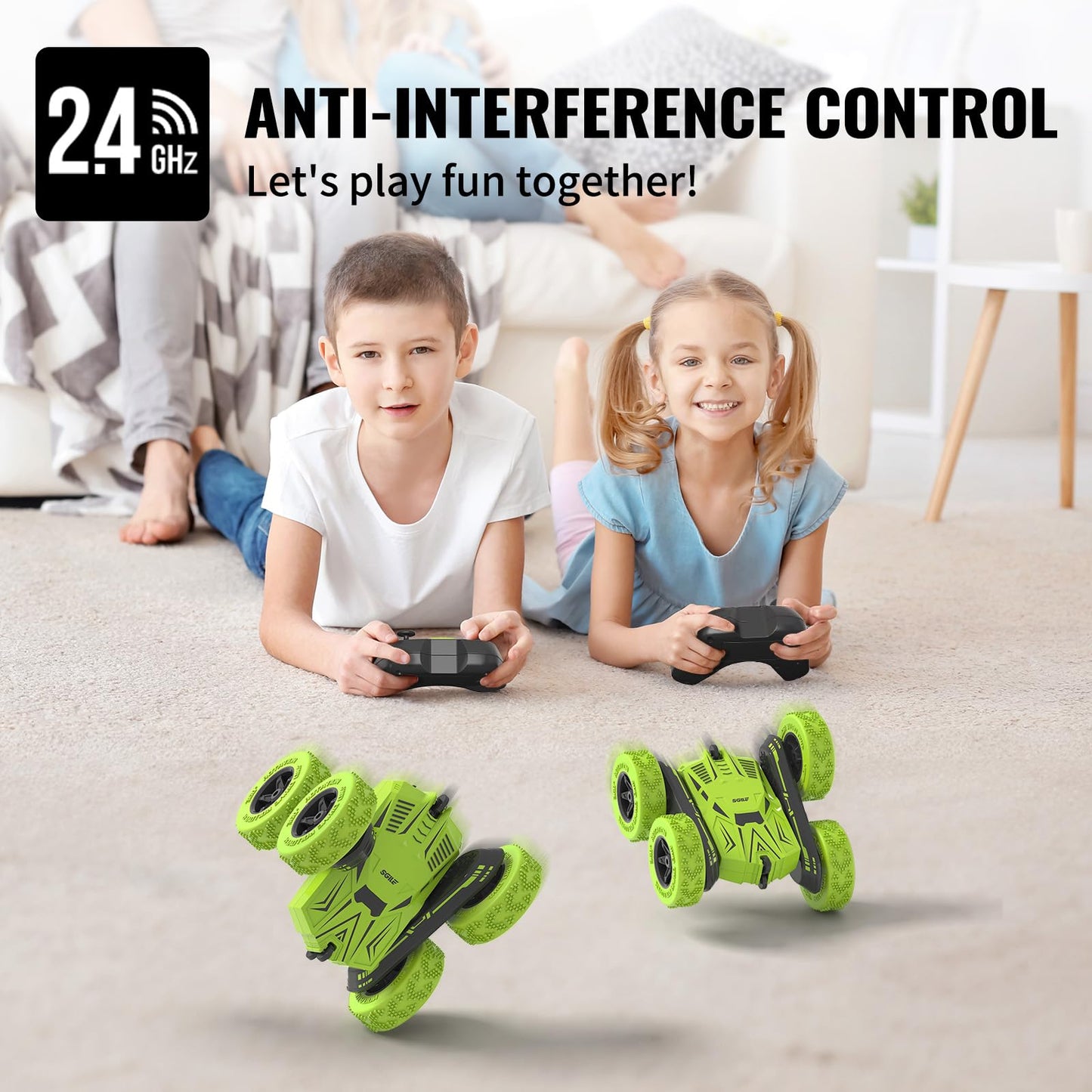 Stunt Car Toy Gift, 4WD Remote Control Car with 2 Sided 360 Rotating Rc Car for Kids