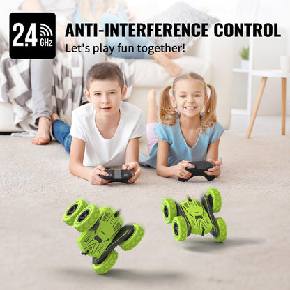 Stunt Car Toy Gift, 4WD Remote Control Car with 2 Sided 360 Rotating Rc Car for Kids