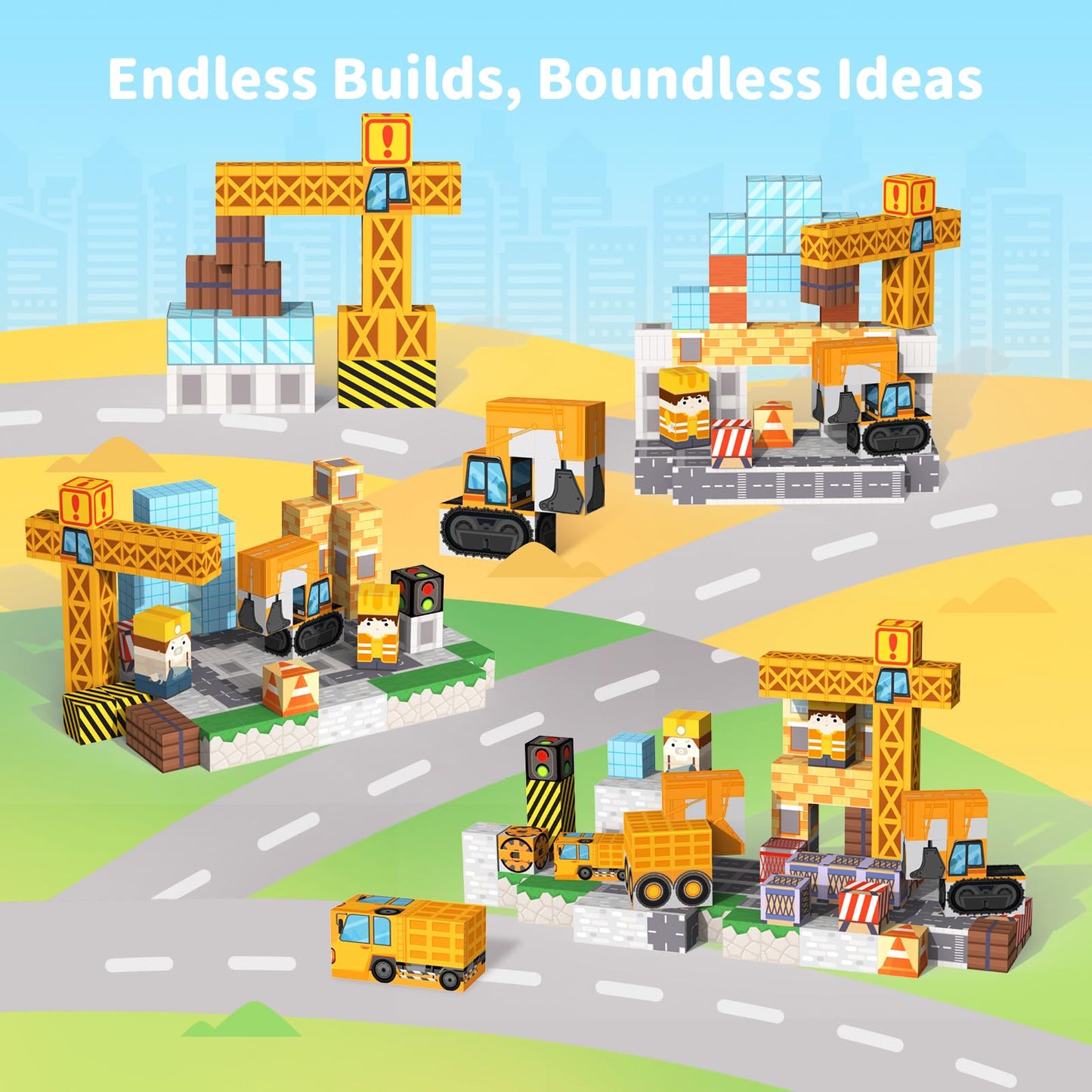 Magnetic Blocks Magnet Building Toys, STEM Building Game Montessori Sensory Toys for Kids Ages 3 to 10 years