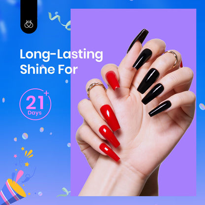 Beetles 2 Pcs 15ml No Wipe Gel Top Coat and Base Coat Set - Shine Finish and Long Lasting, Soak Off LED Nail Lamp Gel Base Top Coat Finish Nail Art Design Manicure