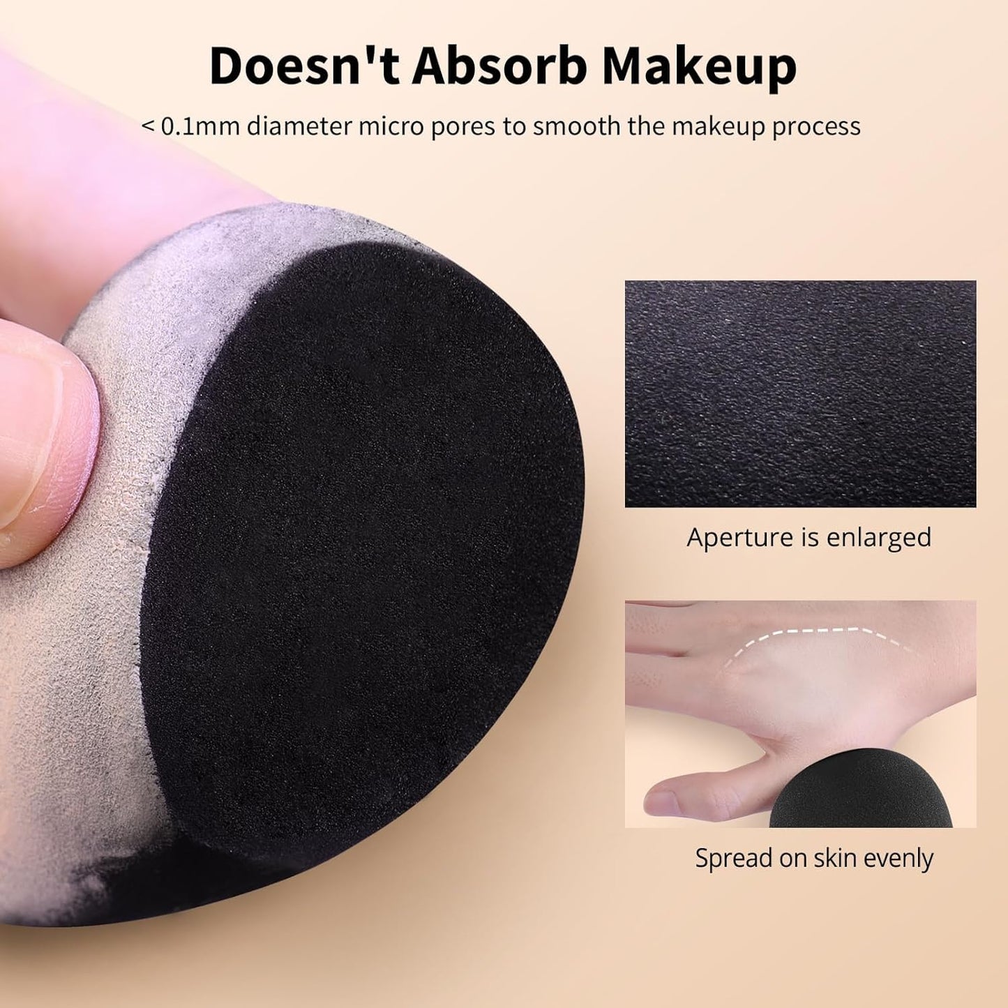 BEAKEY Makeup Sponge Set 5 Pack Micro Porous Low Absorption Soft Latex Free Foundation Beauty Sponges & Blenders for Powder Cream