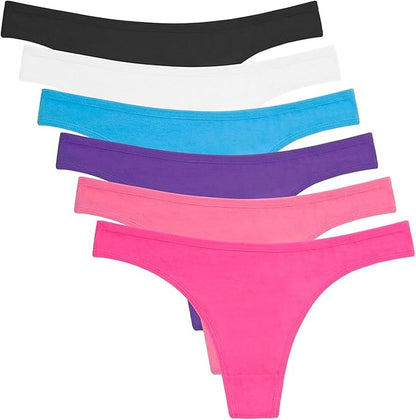 Women's Breathable Cotton Thong Panties Pack of 6