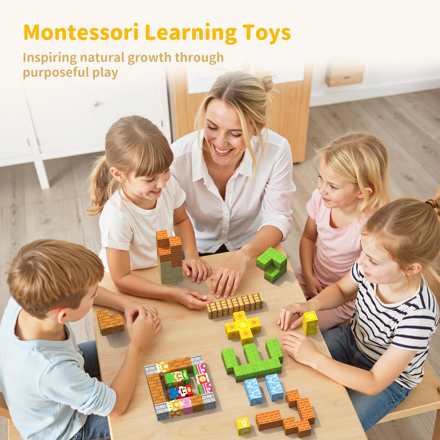 Magnetic Blocks Magnet Building Toys, STEM Building Game Montessori Sensory Toys for Kids Ages 3 to 10 years