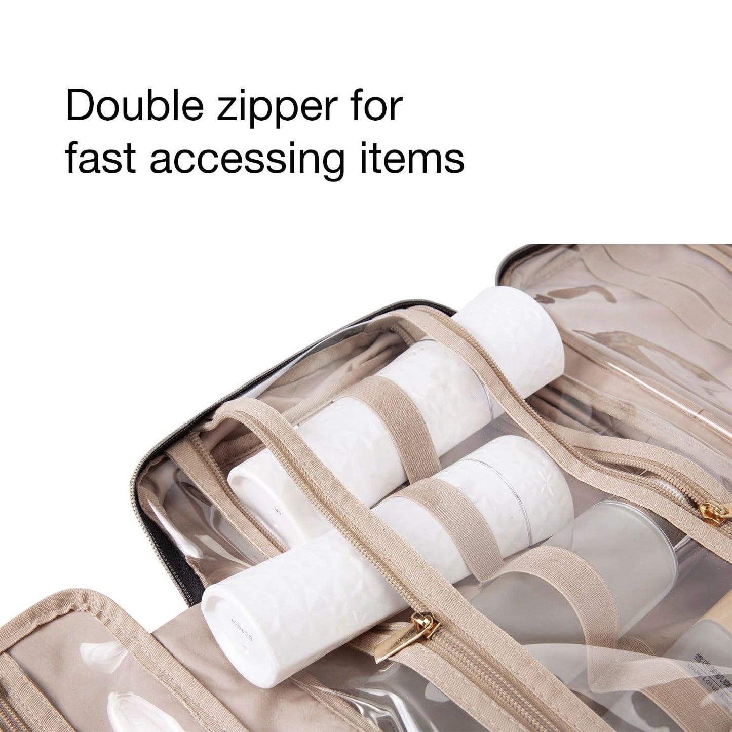 Toiletry Bag Travel Bag with Hanging Hook, Water-resistant Makeup Cosmetic Bag Travel Organizer for Accessories, Shampoo, Full-size Container