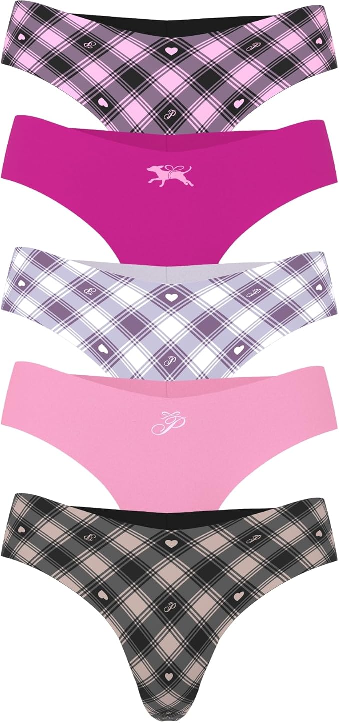 Victoria's Secret PINK Women's No Show Thong Underwear, Panties for Women, Multi Pack (XS-XXL)