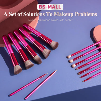 BS-MALL New 14 Pcs Makeup Brushes Premium Synthetic Kabuki Makeup Brush Set Cosmetics