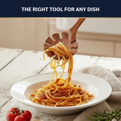 Wooden Utensil Set – Natural Teak Wooden Kitchen Utensils Set with Sturdy, Easy-to-Clean Wooden Spoons for Cooking – Non-Scratch Teak Cooking Utensils (11 pcs)