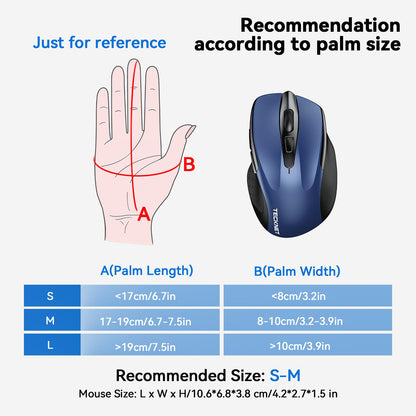 Wireless Mouse, 2.4G Ergonomic Optical Mouse, Computer Mouse for Laptop, PC, Computer, Chromebook, Notebook, 6 Buttons, 24 Months Battery Life, 2600 DPI, 5 Adjustment Levels