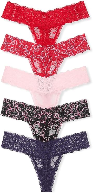 Victoria's Secret Women's Lace Thong Underwear, Panties for Women, Multi Pack
