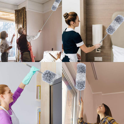 Microfiber Feather Duster Extendable Duster with 100 inches Extra Long Pole, Bendable Head & Long Handle Dusters for Cleaning Ceiling Fan, High Ceiling, Blinds, Furniture & Cars