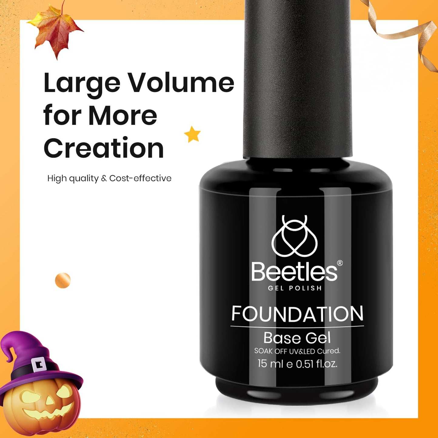 Beetles 2 Pcs 15ml No Wipe Gel Top Coat and Base Coat Set - Shine Finish and Long Lasting, Soak Off LED Nail Lamp Gel Base Top Coat Finish Nail Art Design Manicure