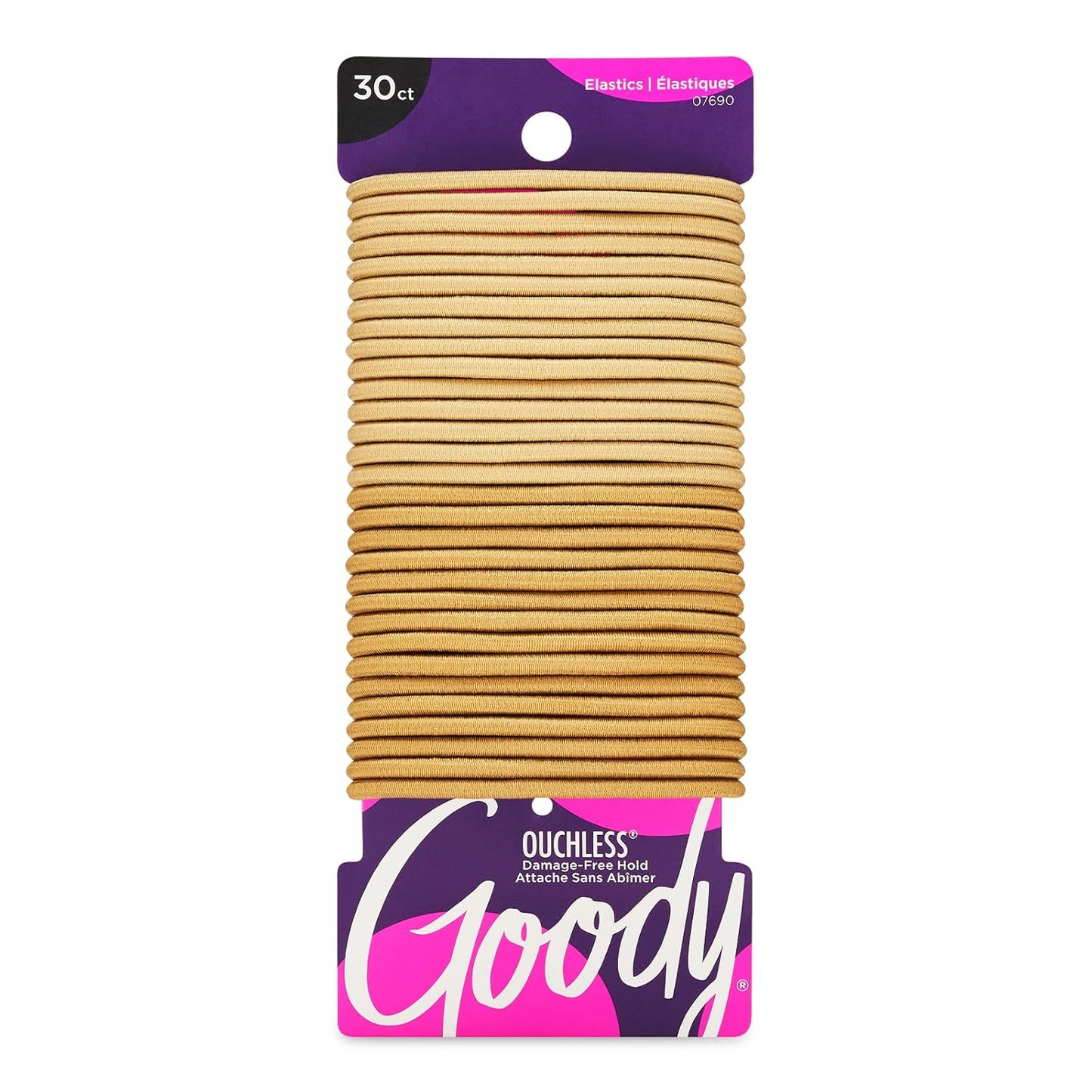 Goody Ouchless Hair Elastics – No Pull, No Breakage, Tangle-Free Hold for Thick, Curly, Coily & Textured Hair – 30 Count, Black, Long-Lasting Ponytail Holders for Women & Men