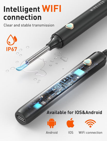 Ear Wax Removal Tool Camera - Ear Cleaner with 1080P HD Camera, Otoscope with Light with 50 Replacement