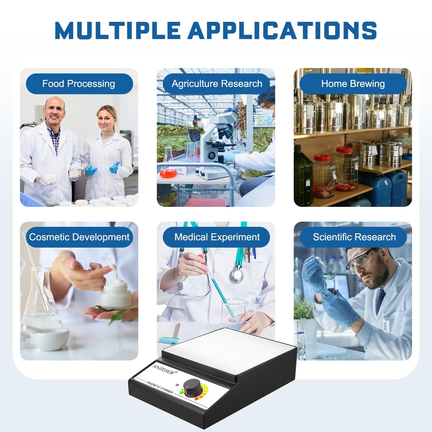 Magnetic Stirrer 3000RPM Lab Stirrers with Stir Bar Max Stirring Capacity 3000mL (No Heating)
