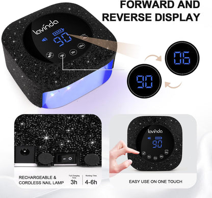 Crown Nail Lamp & Wand Nail Drill Bundle – Black Diamond