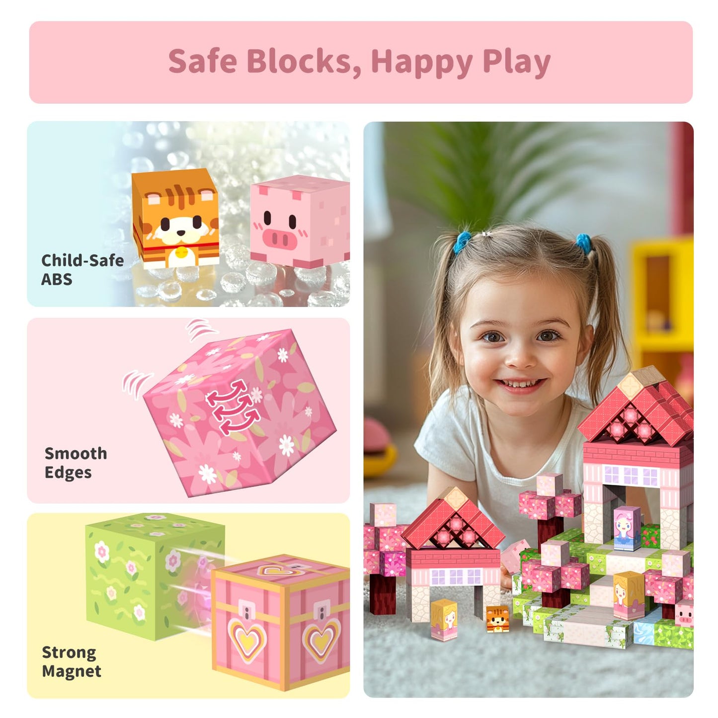 Magnetic Blocks Magnet Building Toys, STEM Building Game Montessori Sensory Toys for Kids Ages 3 to 10 years