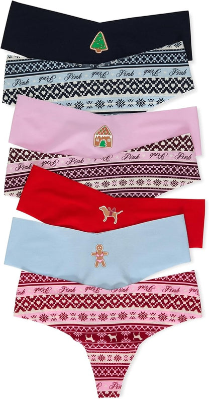 Victoria's Secret PINK Women's No Show Thong Underwear, Panties for Women, Multi Pack (XS-XXL)