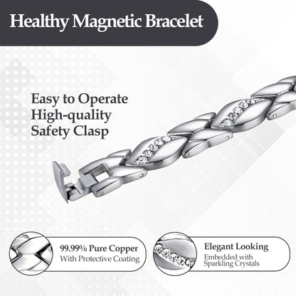 Women's Copper Bracelets ,Ultra Magnetic Bracelets with 3500 Gauss Magnets,Crystal with Sizing Tool