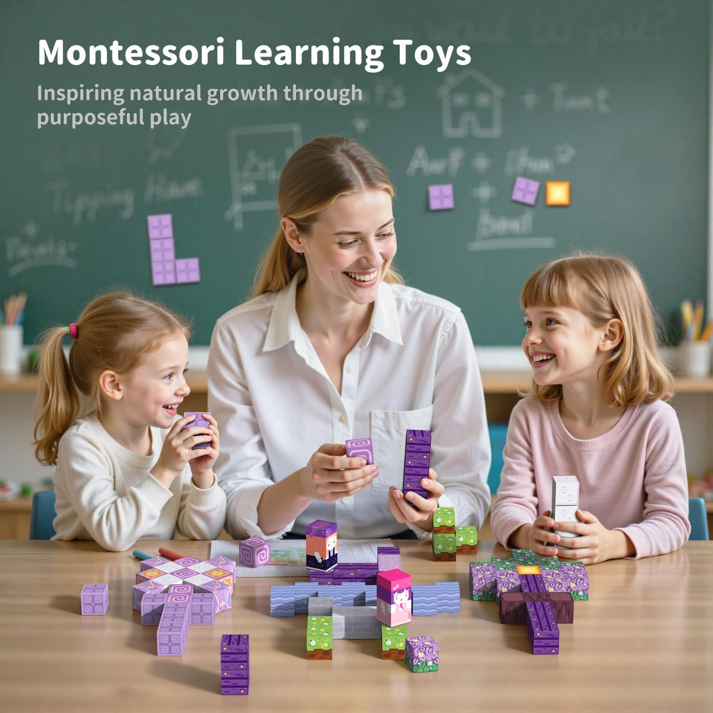 Magnetic Blocks Magnet Building Toys, STEM Building Game Montessori Sensory Toys for Kids Ages 3 to 10 years