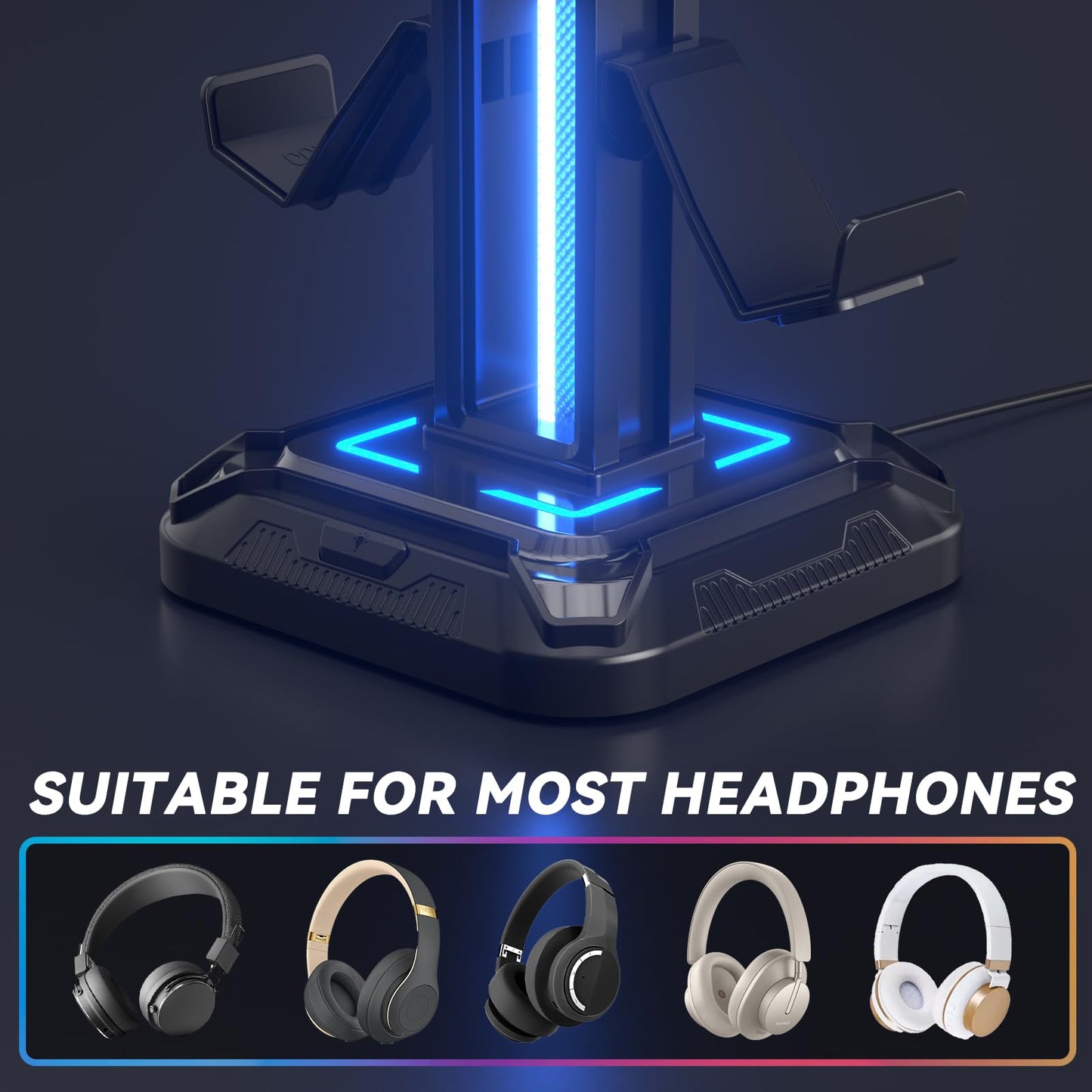 Headset Stand with 9 Light Modes - Controller Holder for Desk