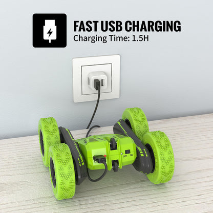 Stunt Car Toy Gift, 4WD Remote Control Car with 2 Sided 360 Rotating Rc Car for Kids