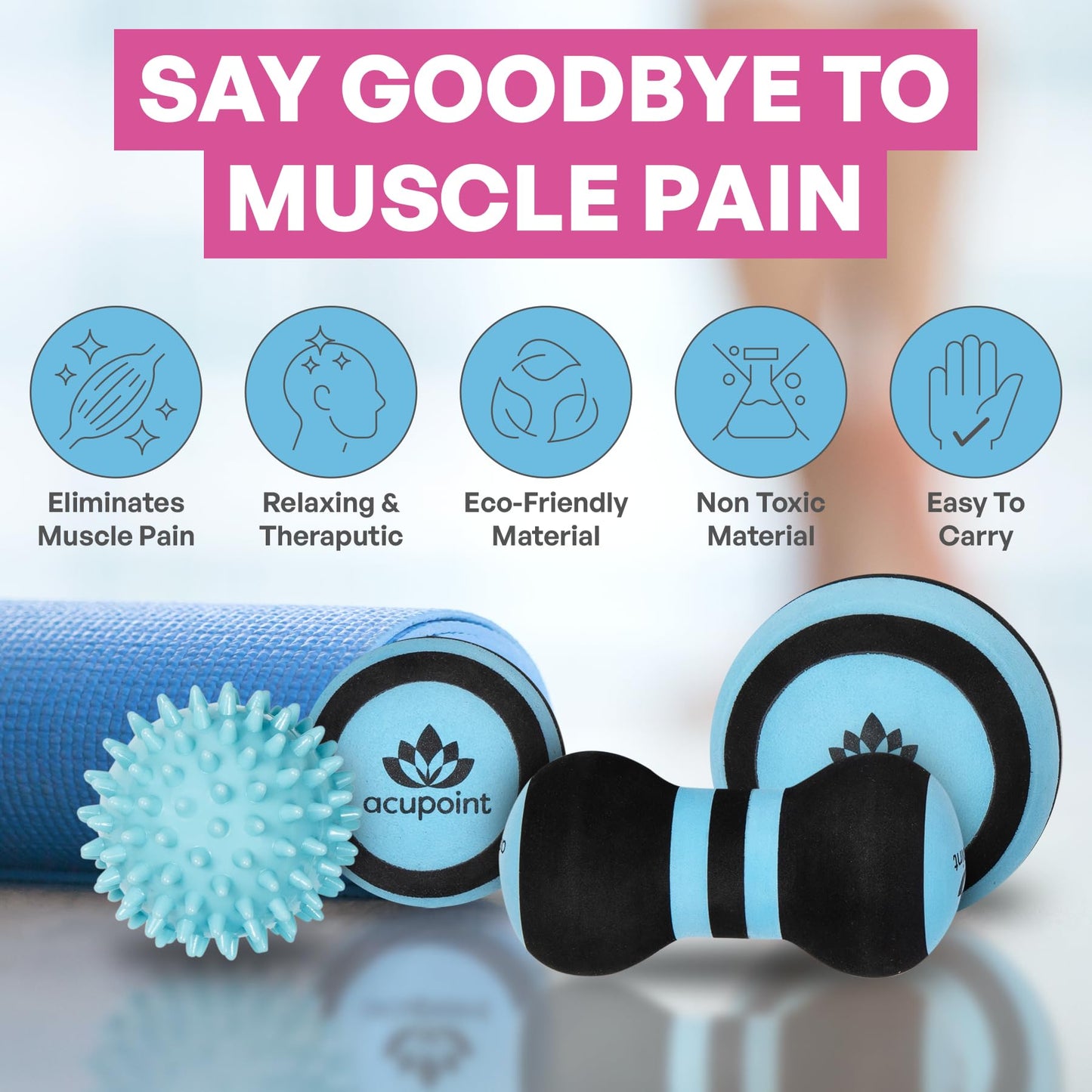 Massage Ball Therapy Set for Muscle Knots and Post-Workout - Physical Therapy Balls, Trigger Point & Yoga Therapy, Massage Ball for Feet - 6-Piece Set