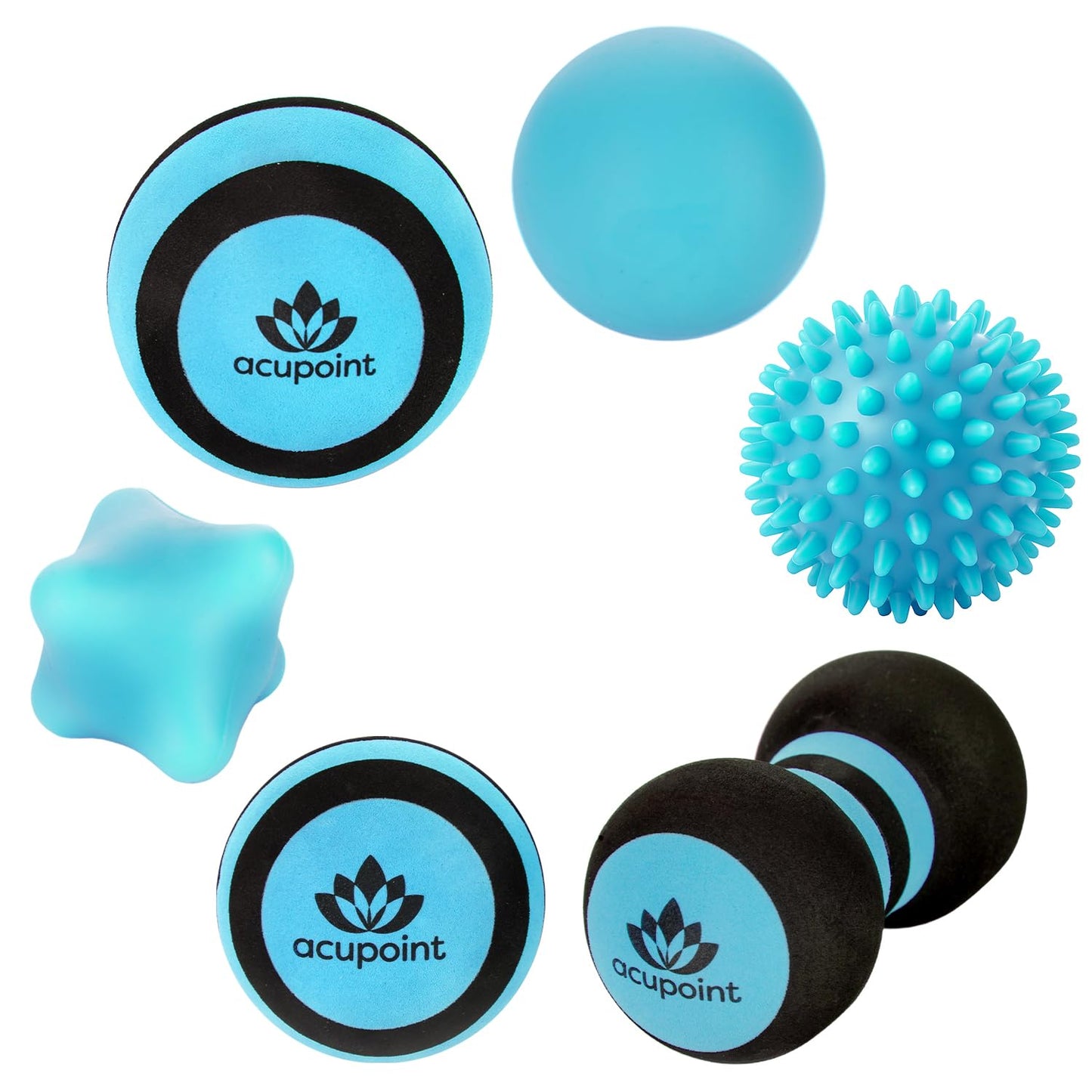 Massage Ball Therapy Set for Muscle Knots and Post-Workout - Physical Therapy Balls, Trigger Point & Yoga Therapy, Massage Ball for Feet - 6-Piece Set
