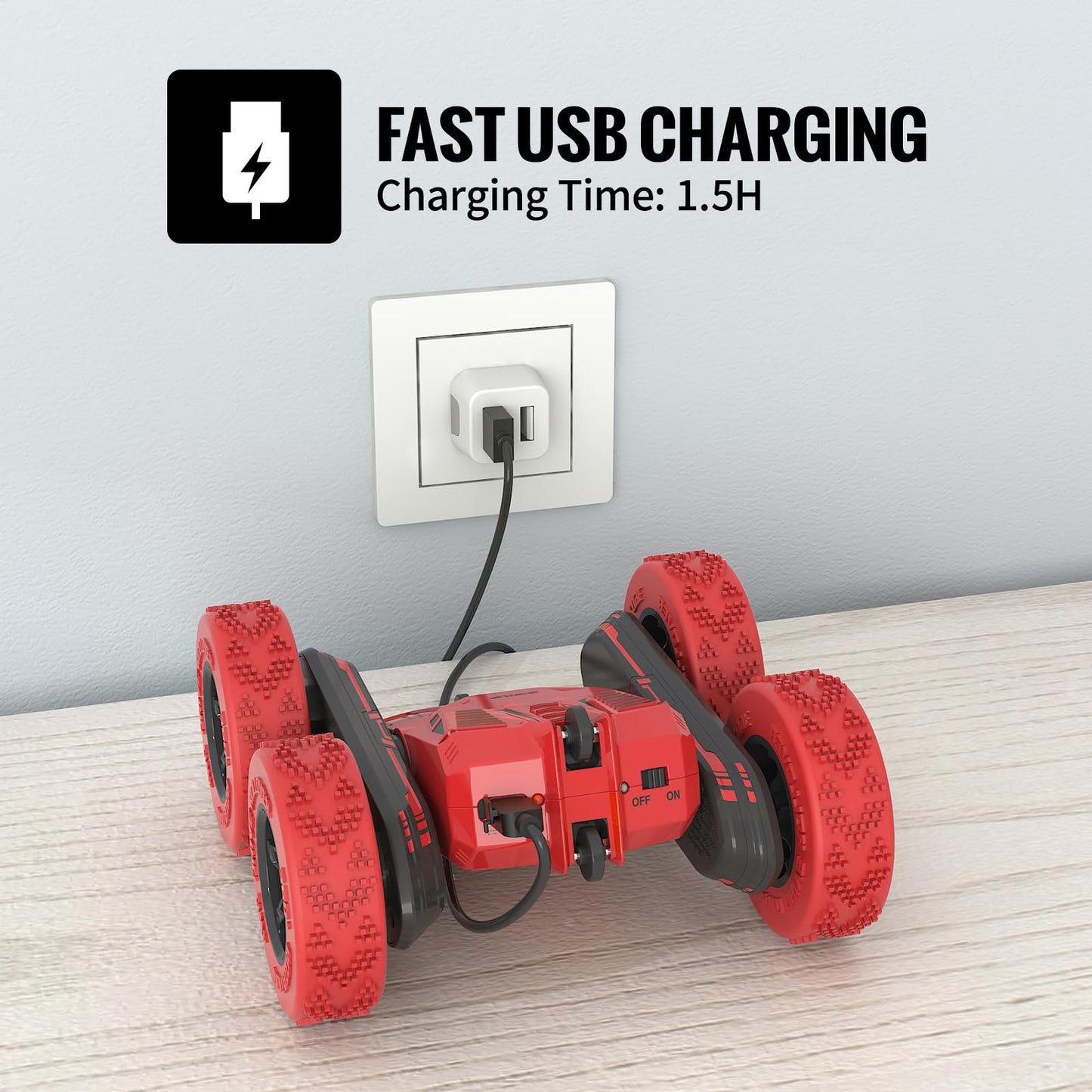 Stunt Car Toy Gift, 4WD Remote Control Car with 2 Sided 360 Rotating Rc Car for Kids