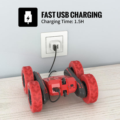 Stunt Car Toy Gift, 4WD Remote Control Car with 2 Sided 360 Rotating Rc Car for Kids