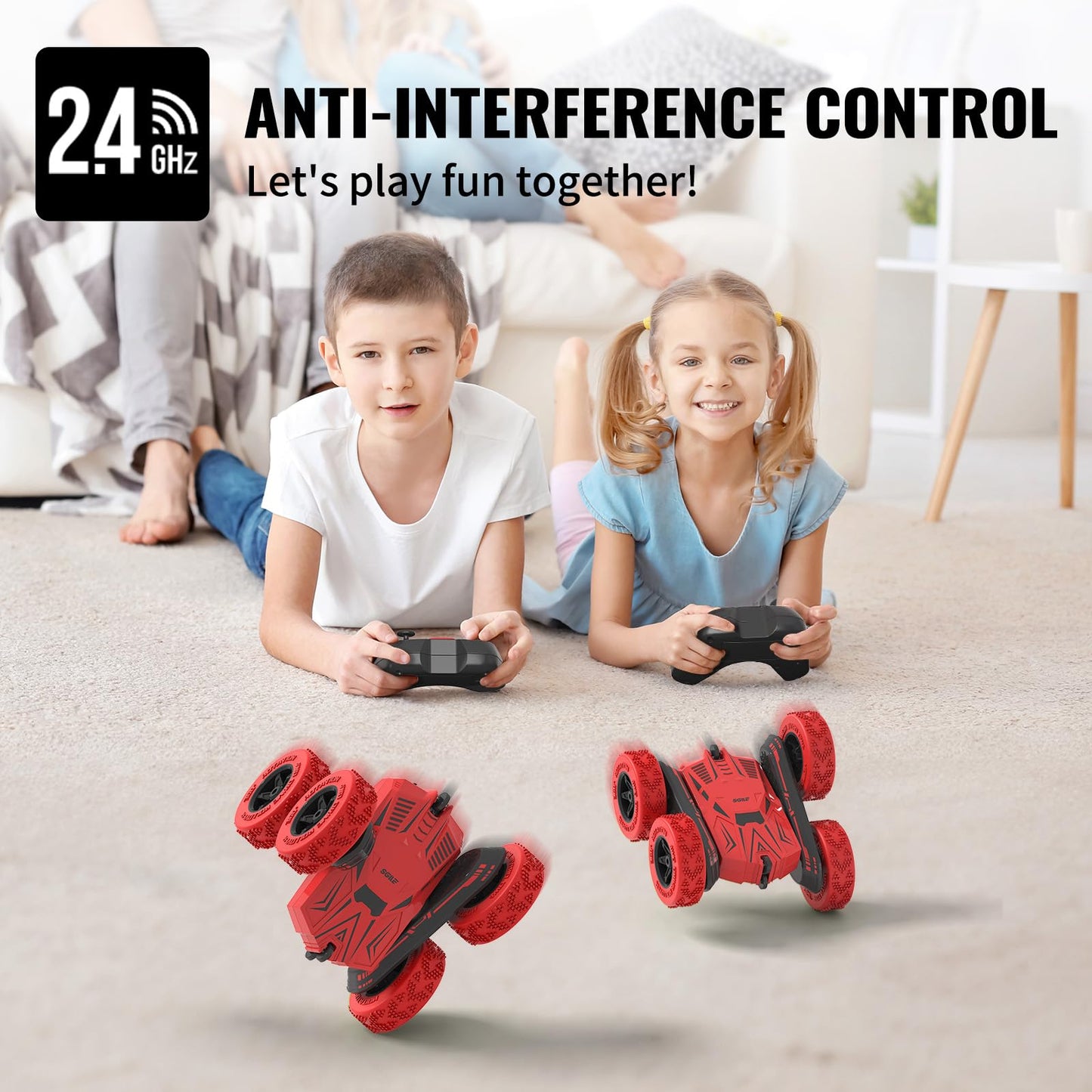 Stunt Car Toy Gift, 4WD Remote Control Car with 2 Sided 360 Rotating Rc Car for Kids