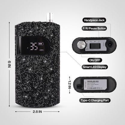 Crown Nail Lamp & Wand Nail Drill Bundle – Black Diamond