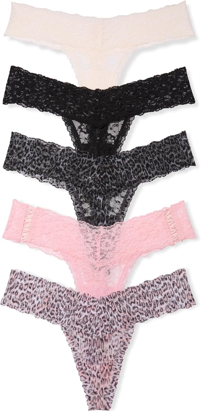 Victoria's Secret Women's Lace Thong Underwear, Panties for Women, Multi Pack