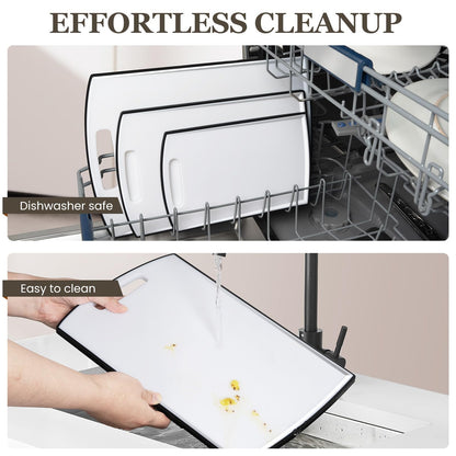 Non Slip Cutting Board, Extra Large Plastic Cutting Boards for Kitchen Dishwasher Safe Chopping Board Set of 3 with Juice Grooves, Easy Grip Handle