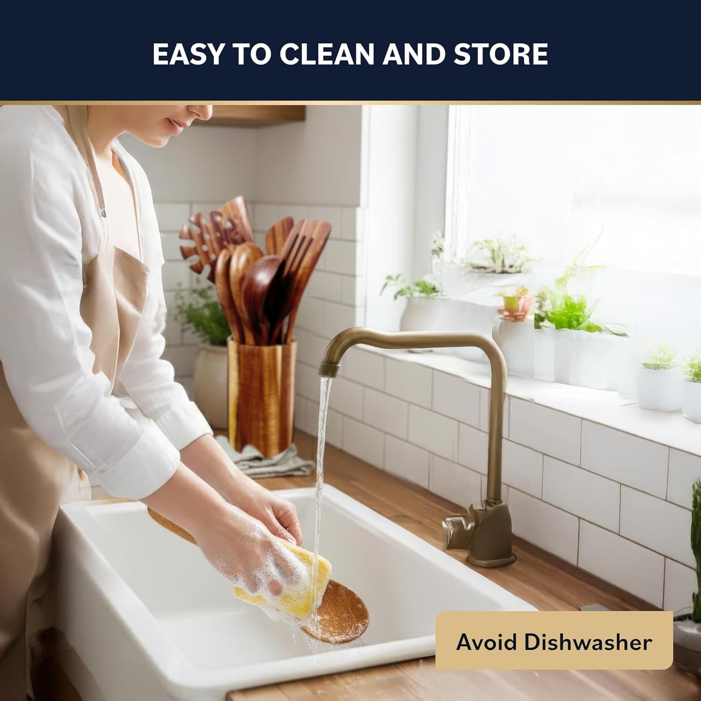 Wooden Utensil Set – Natural Teak Wooden Kitchen Utensils Set with Sturdy, Easy-to-Clean Wooden Spoons for Cooking – Non-Scratch Teak Cooking Utensils (11 pcs)