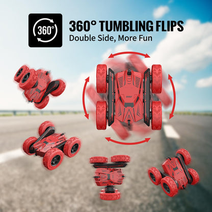 Stunt Car Toy Gift, 4WD Remote Control Car with 2 Sided 360 Rotating Rc Car for Kids