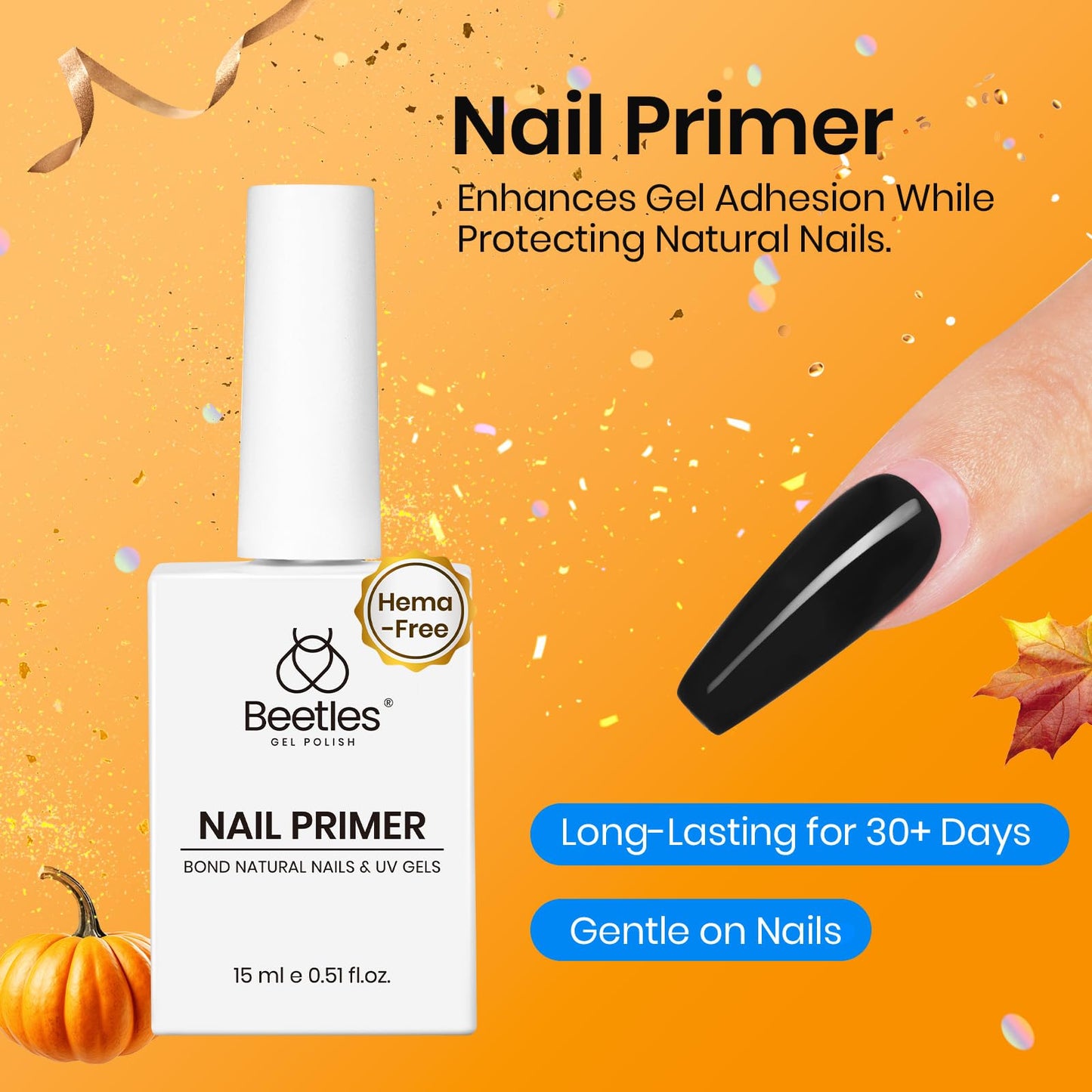 Beetles 2 Pcs 15ml No Wipe Gel Top Coat and Base Coat Set - Shine Finish and Long Lasting, Soak Off LED Nail Lamp Gel Base Top Coat Finish Nail Art Design Manicure
