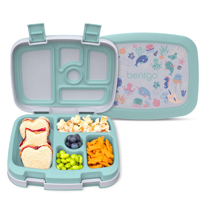 Kids Prints Leak-Proof, 5-Compartment Bento-Style Kids Lunch Box - Ideal Portion Sizes for Ages 3-7, Durable, Drop-Proof, Dishwasher Safe, & PFAS & BPA-Free Materials