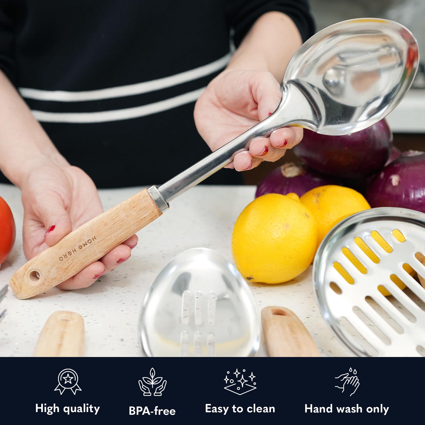 Stainless Steel Kitchen Utensils Set - Heat-Resistant Silicone & Nonstick Tools