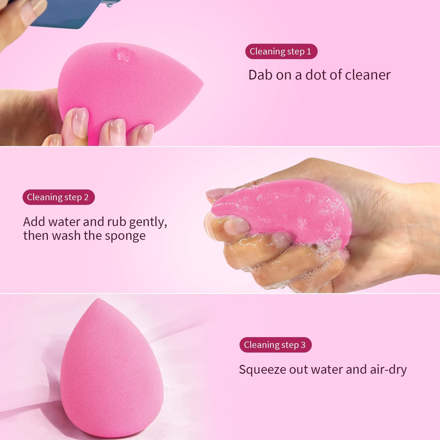 BEAKEY Makeup Sponge Set 5 Pack Micro Porous Low Absorption Soft Latex Free Foundation Beauty Sponges & Blenders for Powder Cream