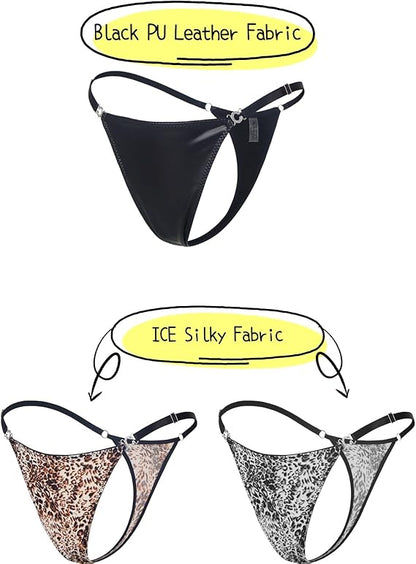 G-String Thongs for Women Sexy Underwear Adjustable String Thong T-Back Bikini Panties Cotton Crotch Underpants